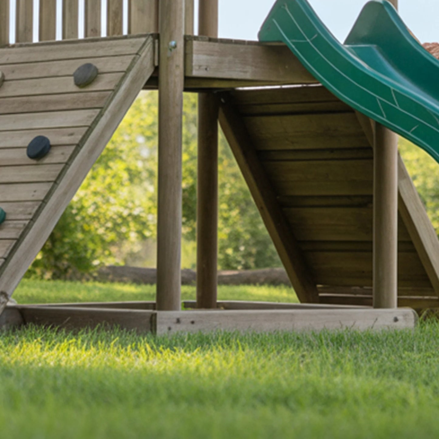 Wooden Swingset with Slide, Climbing Wall & Ladder – Kids Outdoor Playground