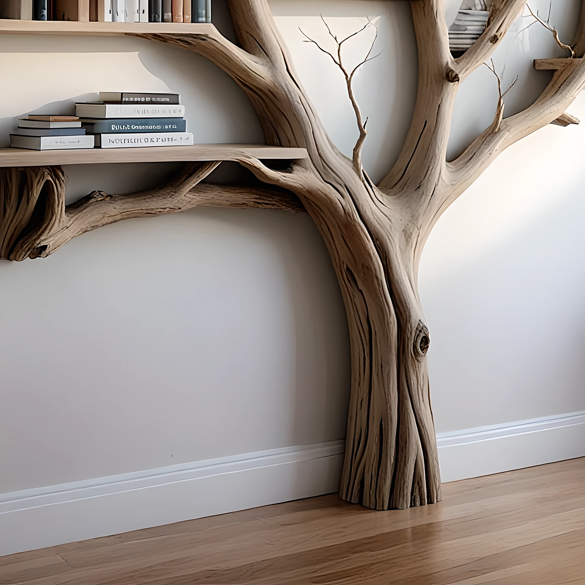 Tree branch shelves live edge wall mount floating bookshelf tree bookshelf corner shelf driftwood decor. 