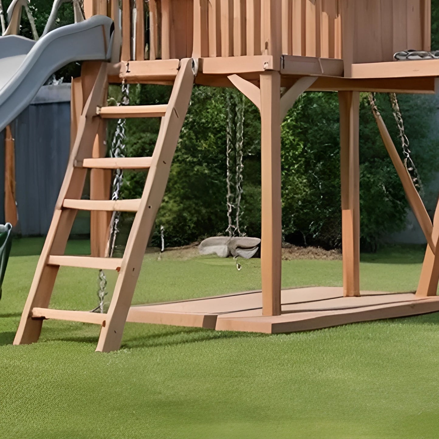 Large Wooden Swing Set – Outdoor Playhouse, Slide & Dual Swings for Safe Kids Play