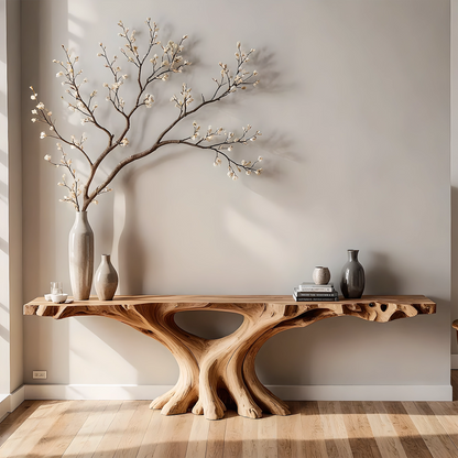 Handmade Solid Wood Console Table – Artistic Root Design