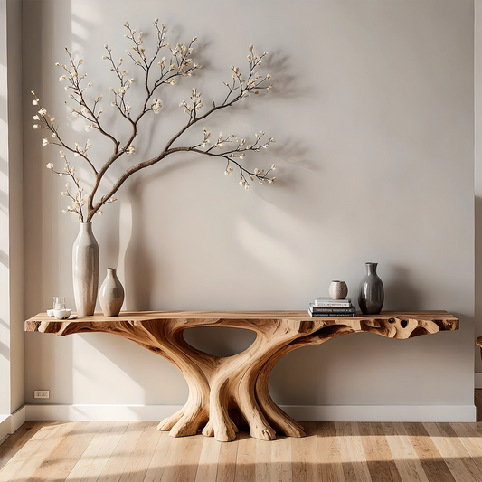 Handmade Solid Wood Console Table – Artistic Root Design