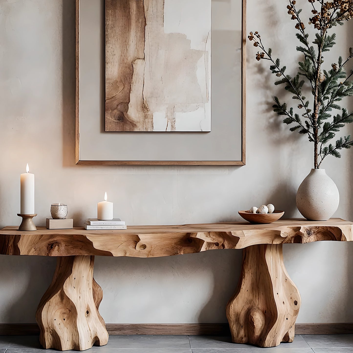 Solid wood console table modern rustic home decor accent for living room