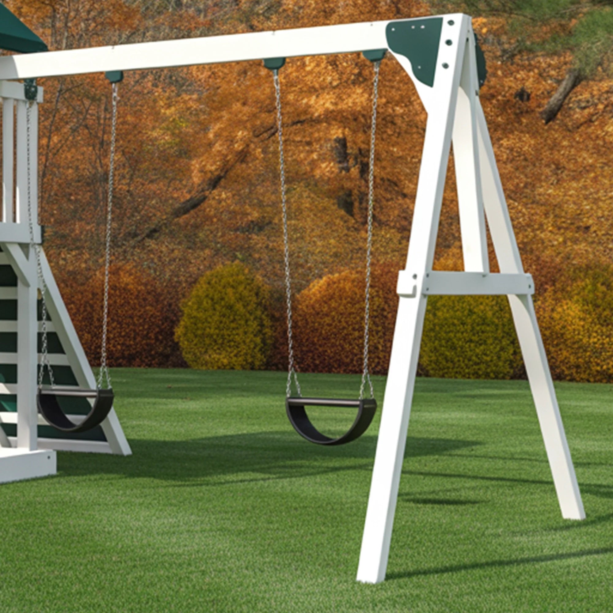 Wooden Outdoor Playset with Double Swings, Slide & Climbing Wall – 22ft x 10ft x 9ft Backyard Playground
