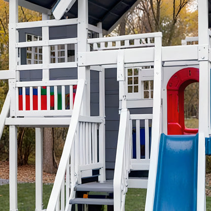 Backyard Swing Set with Double Slides & Playhouse – Outdoor Playground for Kids