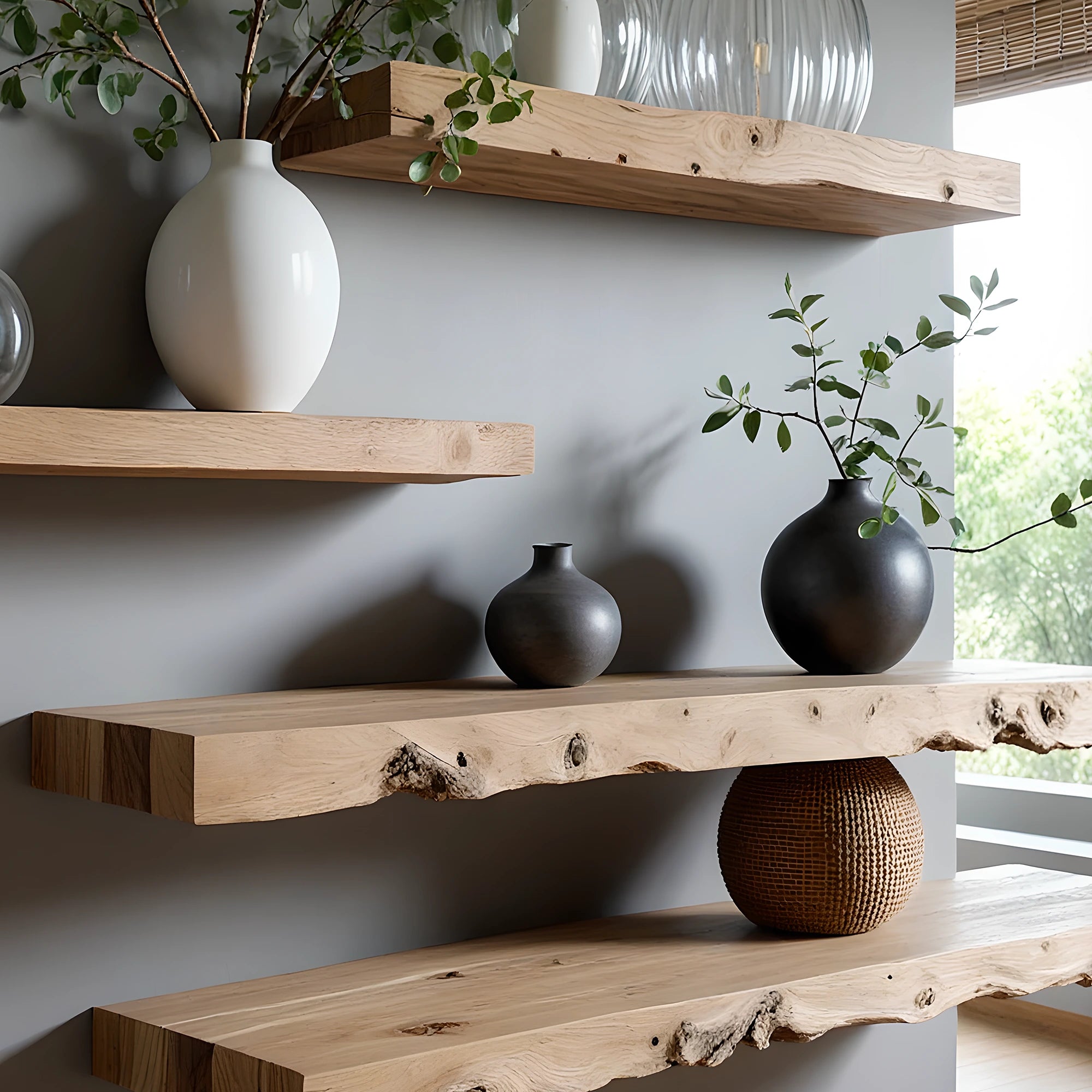 Rustic wooden shelves, home decoration shelves 