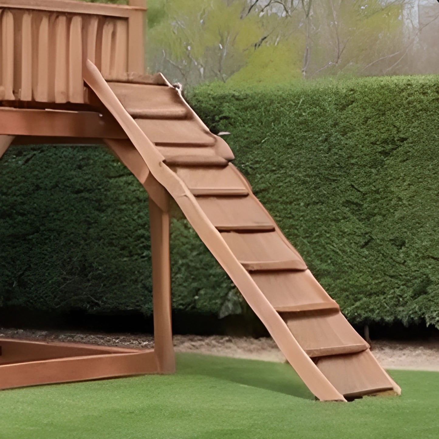 Outdoor Wooden Playground with Slide & Swings – Backyard Swing Set for Children