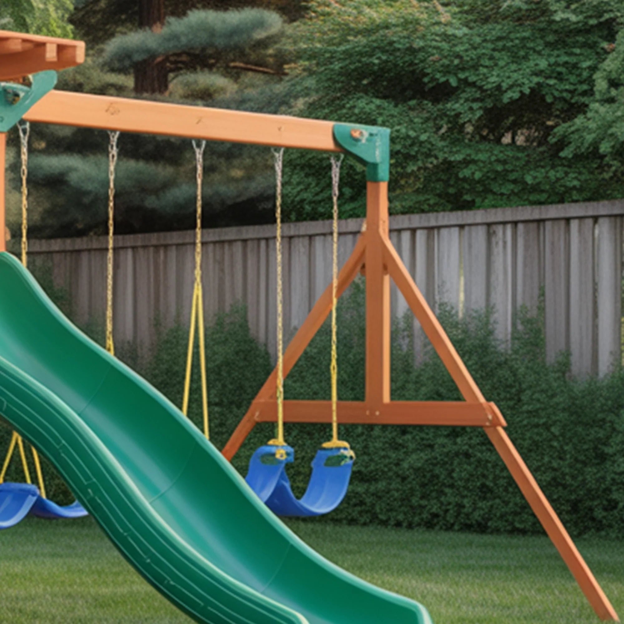 Deluxe Wooden Playset with Spiral Tube Slide, Dual Swings & Ladder – Outdoor Backyard Playground 16ft x 10ft x 9ft