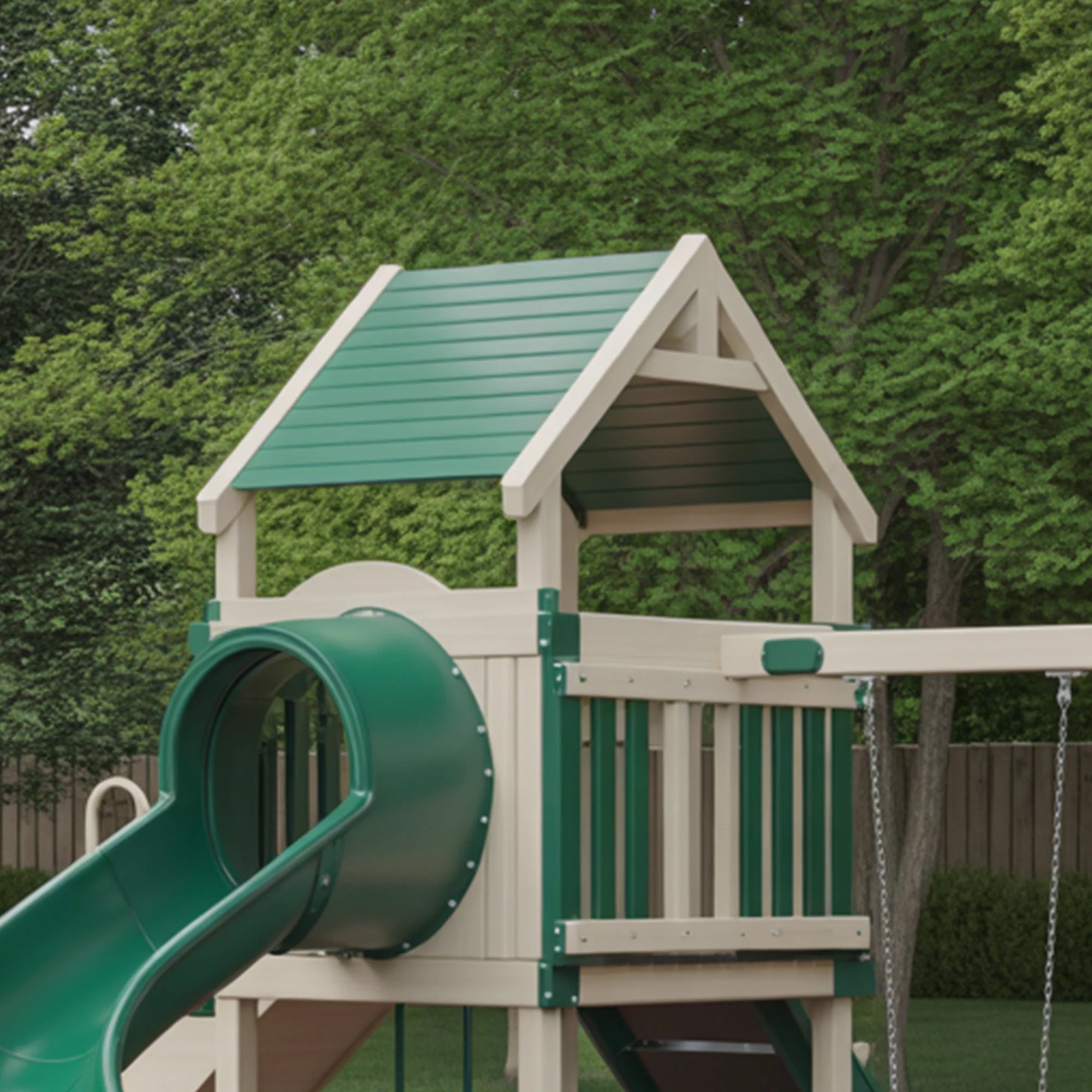 Wooden Outdoor Playset with Spiral Tube Slide, Dual Swings & Climbing Wall – Backyard Adventure Tower | 22x10x9 ft