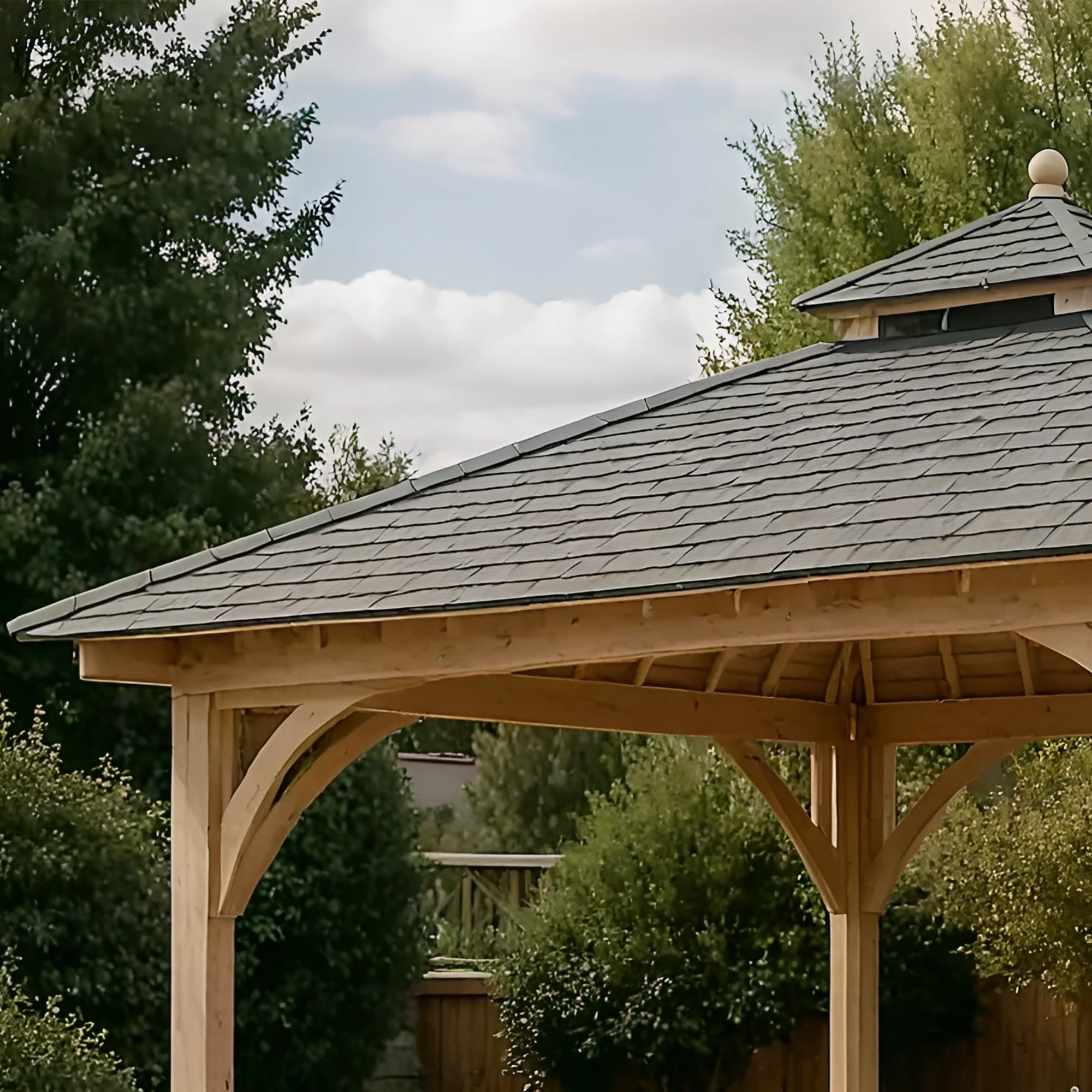 12x12 Wooden Gazebo with Railings & Steel Roof | Outdoor Pavilion for Patio, Garden & Backyard
