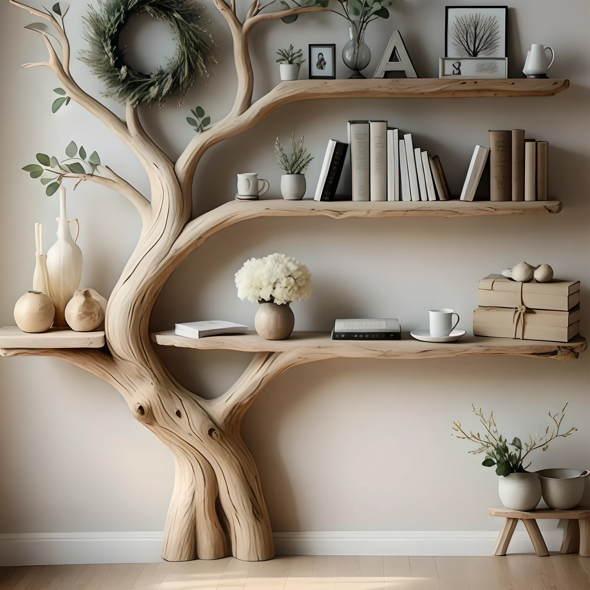 bookshelf. tree bookshelf natural wooden bookcase floating table bookshelf table special decorative bookshelf 