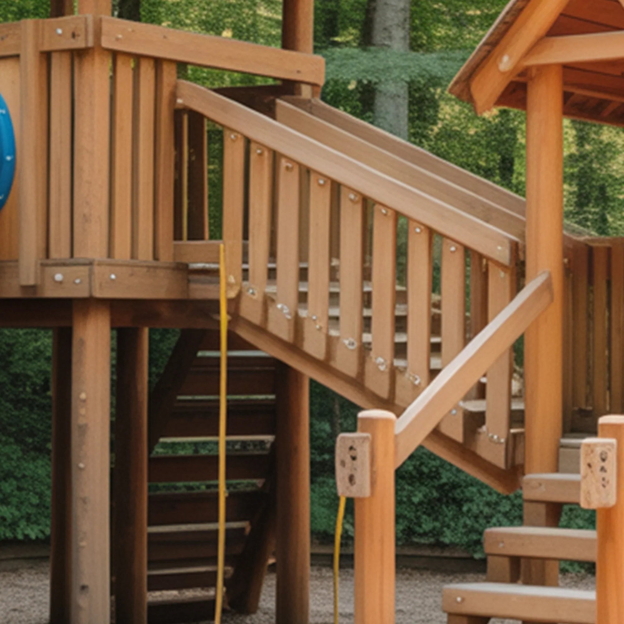 Deluxe Wooden Outdoor Playset with Twin Towers, Spiral Tube Slide, Rock Wall & Clubhouse – 9ft Height x 20ft Length x 10ft Width