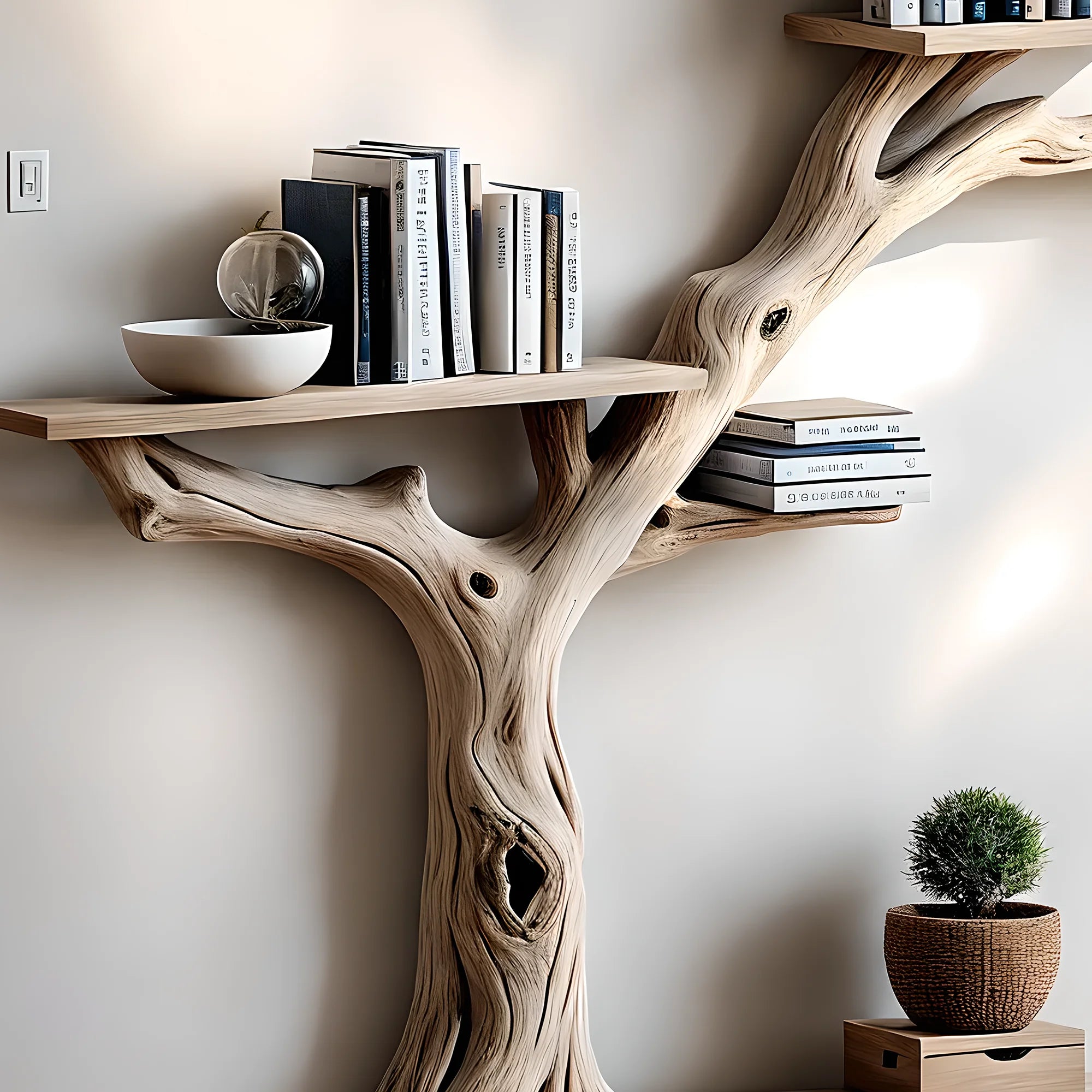 Bookshelf combined with reading table made of solid wood 