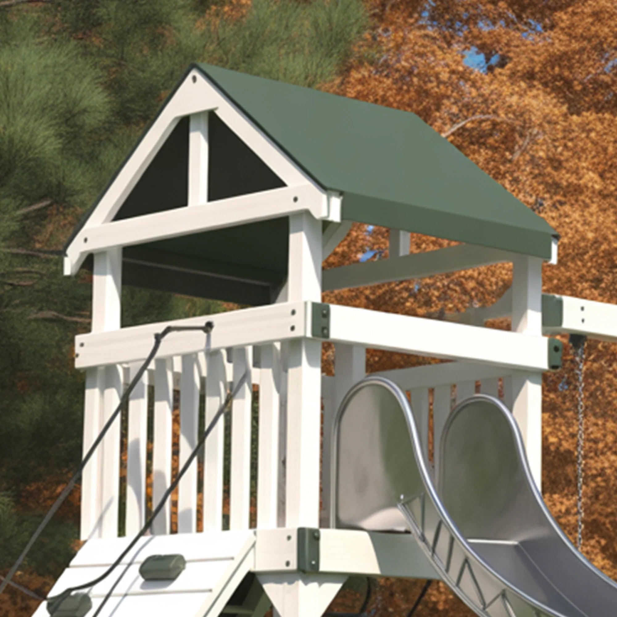 Backyard Wooden Playset with Double Slide, Rock Climbing Wall & Swings – Sturdy Outdoor Playground for Kids | 24x10x9 ft