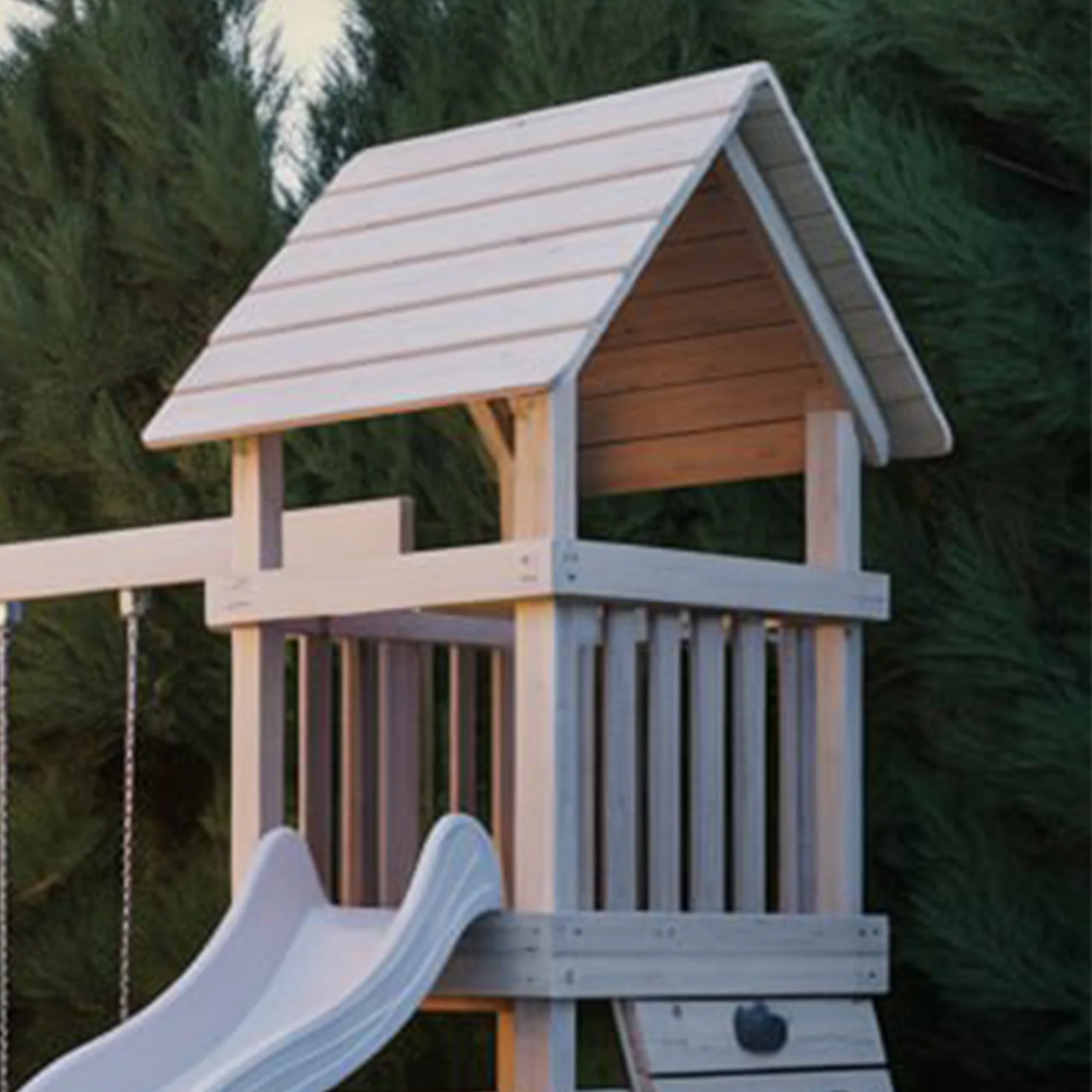 Premium Outdoor Wooden Playset with Double Swings, Slide & Climbing Tower – 22ft x 12ft x 9ft