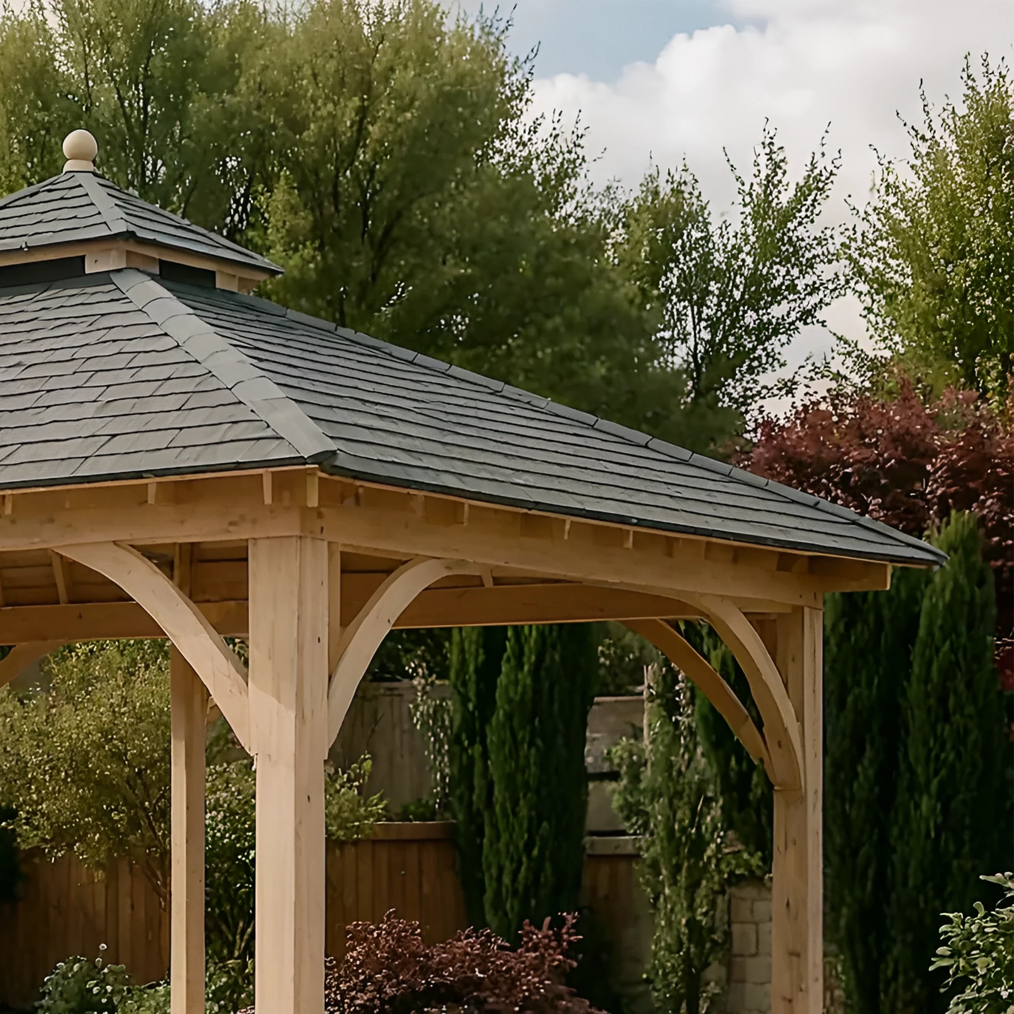 12x12 Wooden Gazebo with Railings & Steel Roof | Outdoor Pavilion for Patio, Garden & Backyard