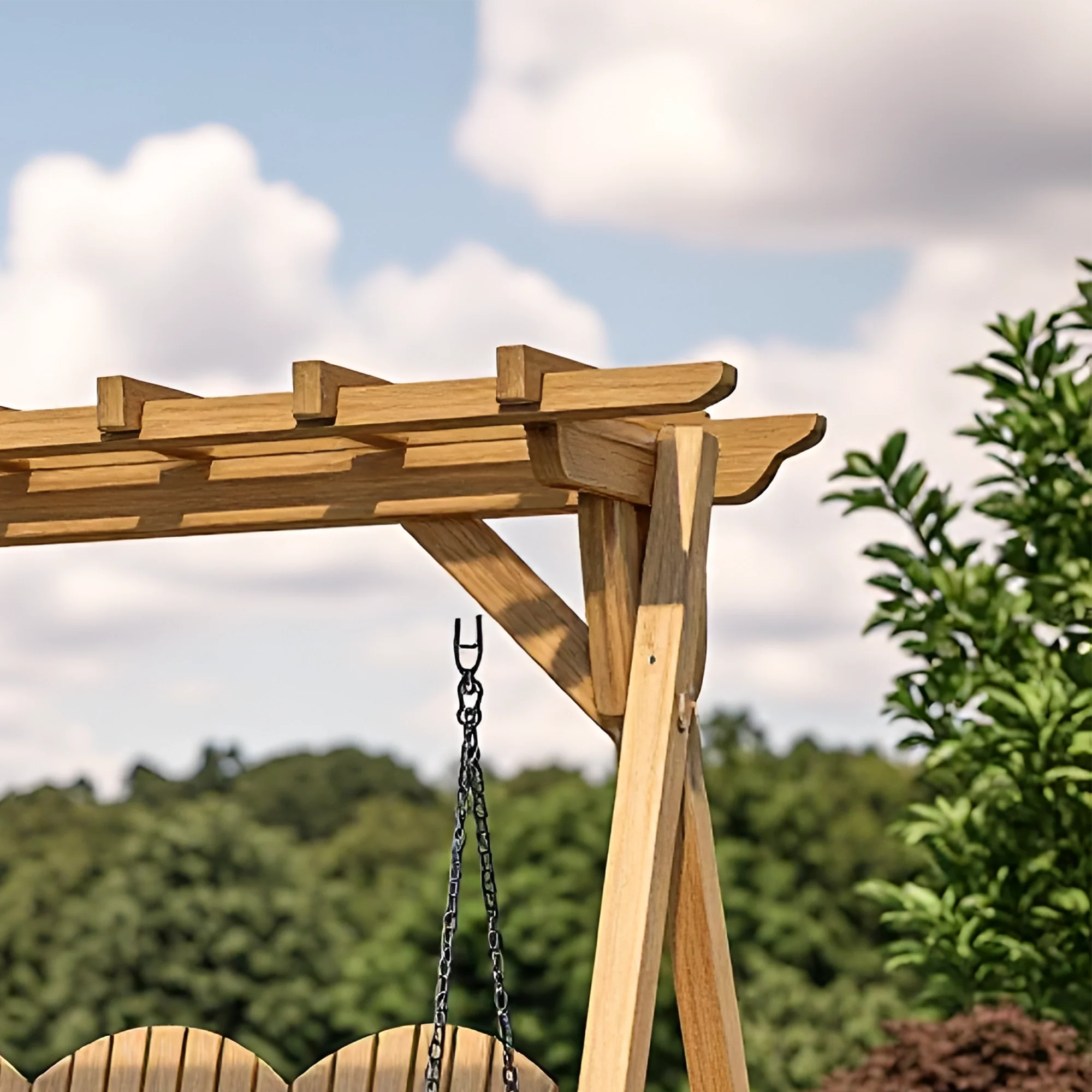 Wooden Garden Swing with Pergola Frame 10x12 ft | Outdoor Patio Swing Seat for Backyard & Porch