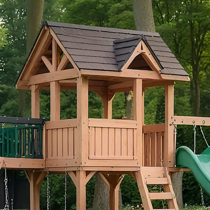 Heavy-Duty Swing Set with Playhouse, 2 Slides & Swings for Backyard Fun