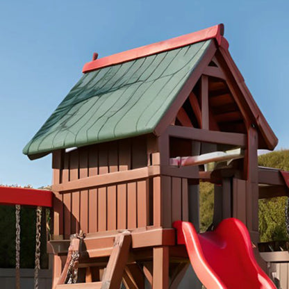 Outdoor Kids Swing Set with Playhouse, Slide & Sandbox – Backyard Wooden Fun