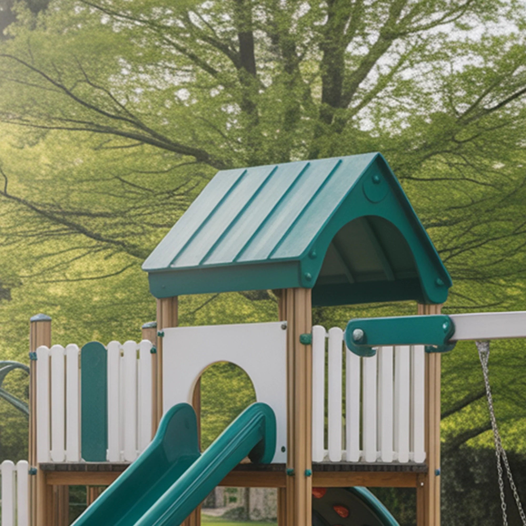 Outdoor Wooden Playground with Slide, Swings & Climbing Features – Safe Backyard Playset for Kids (16ft x 10ft x 9.5ft)