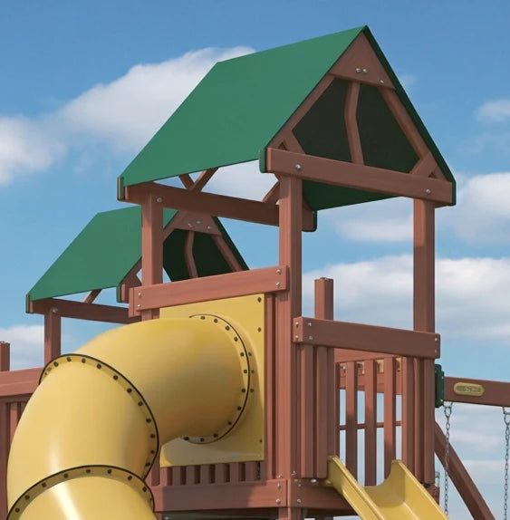 Wooden Swingset with Double Slide & Tube Slide – 22ft x 12ft x 9ft | Backyard Outdoor Playset
