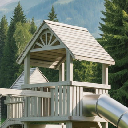 Wooden Swingset with Spiral Tube Slide & Dual Swings – Outdoor Fun