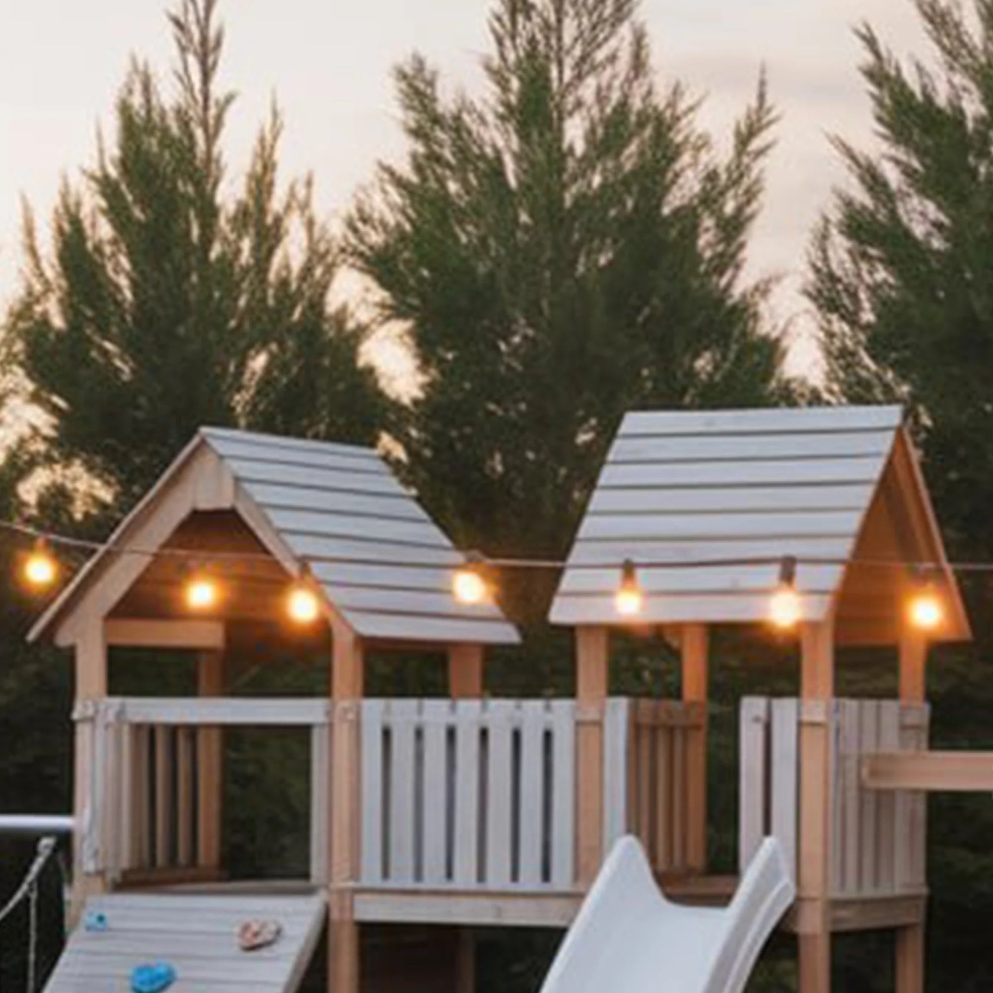 Backyard Wooden Playset with Double Tower, Slide, Swings & Climbing Wall | Outdoor Kids Playground (20ft x 10ft x 8ft)