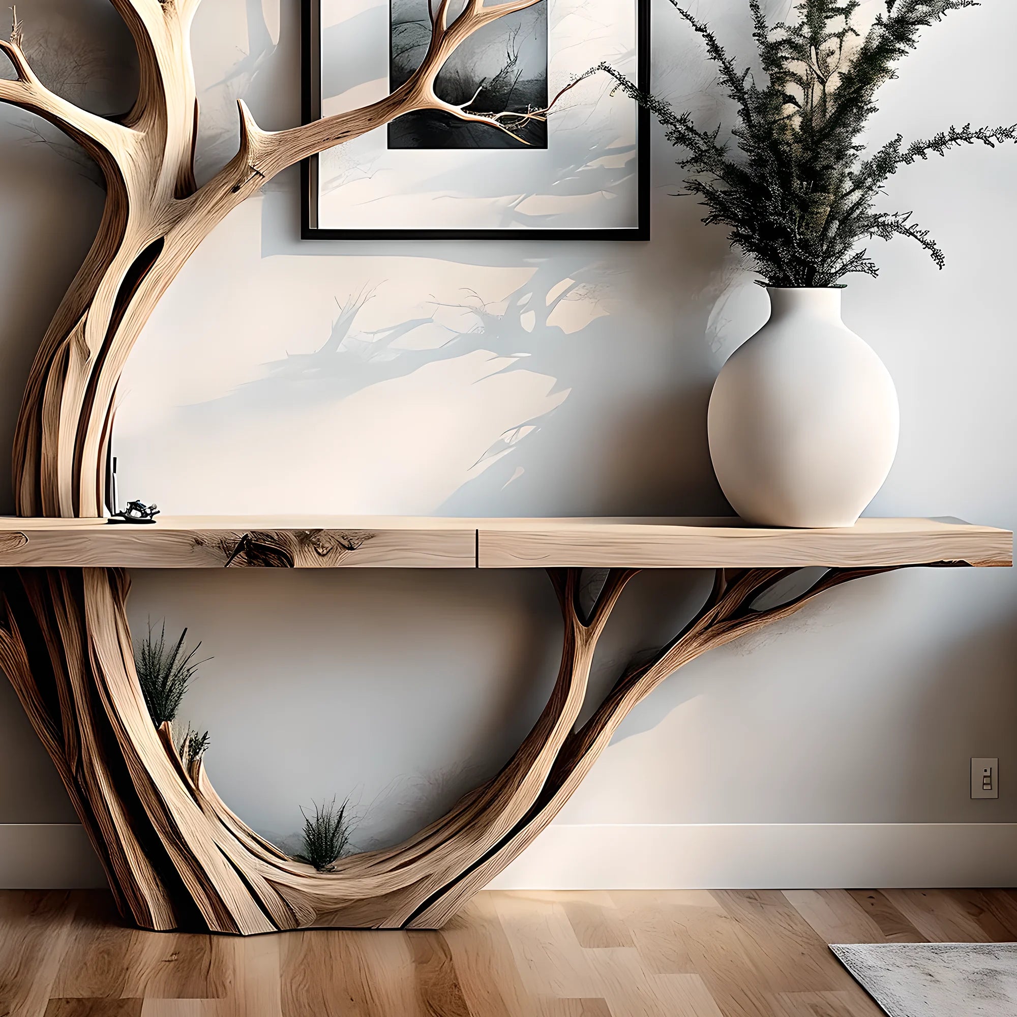 Solid wood reading table, tree-shaped reading table, home decoration table 