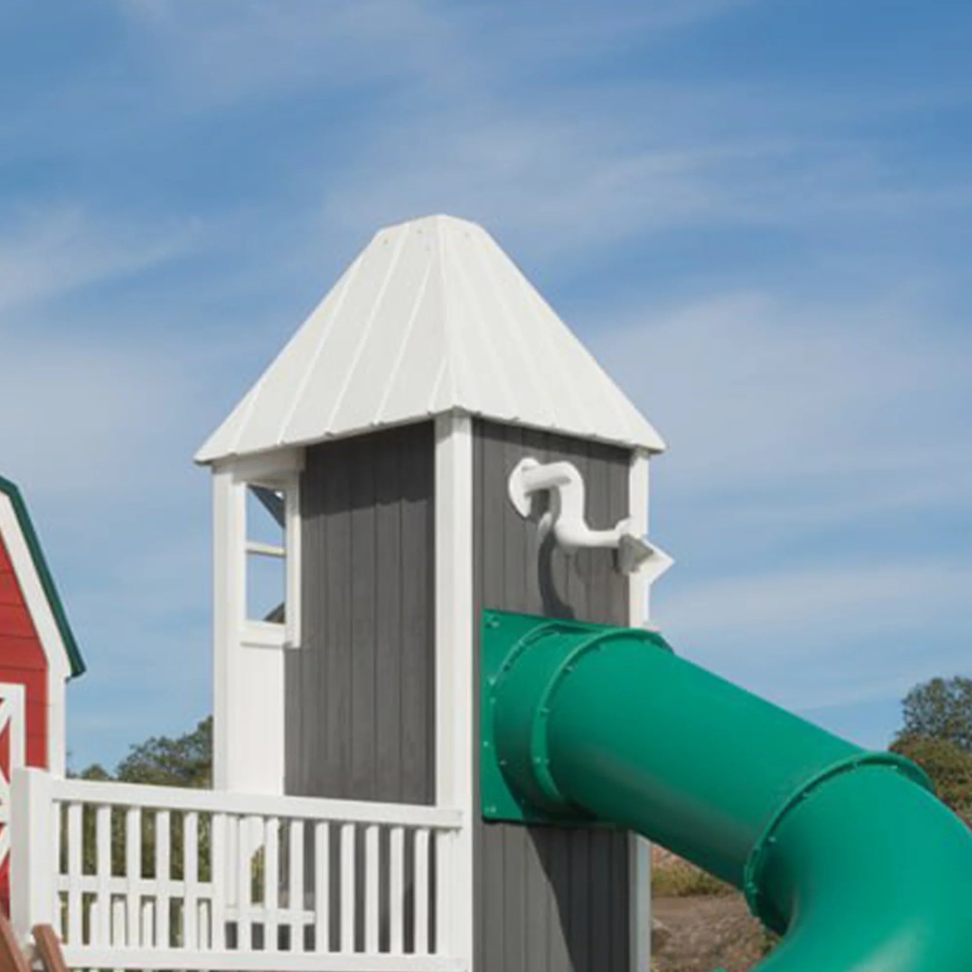 Large Outdoor Wooden Playhouse with Slide, Swings & Climbing Tower – 22ft Backyard Playground