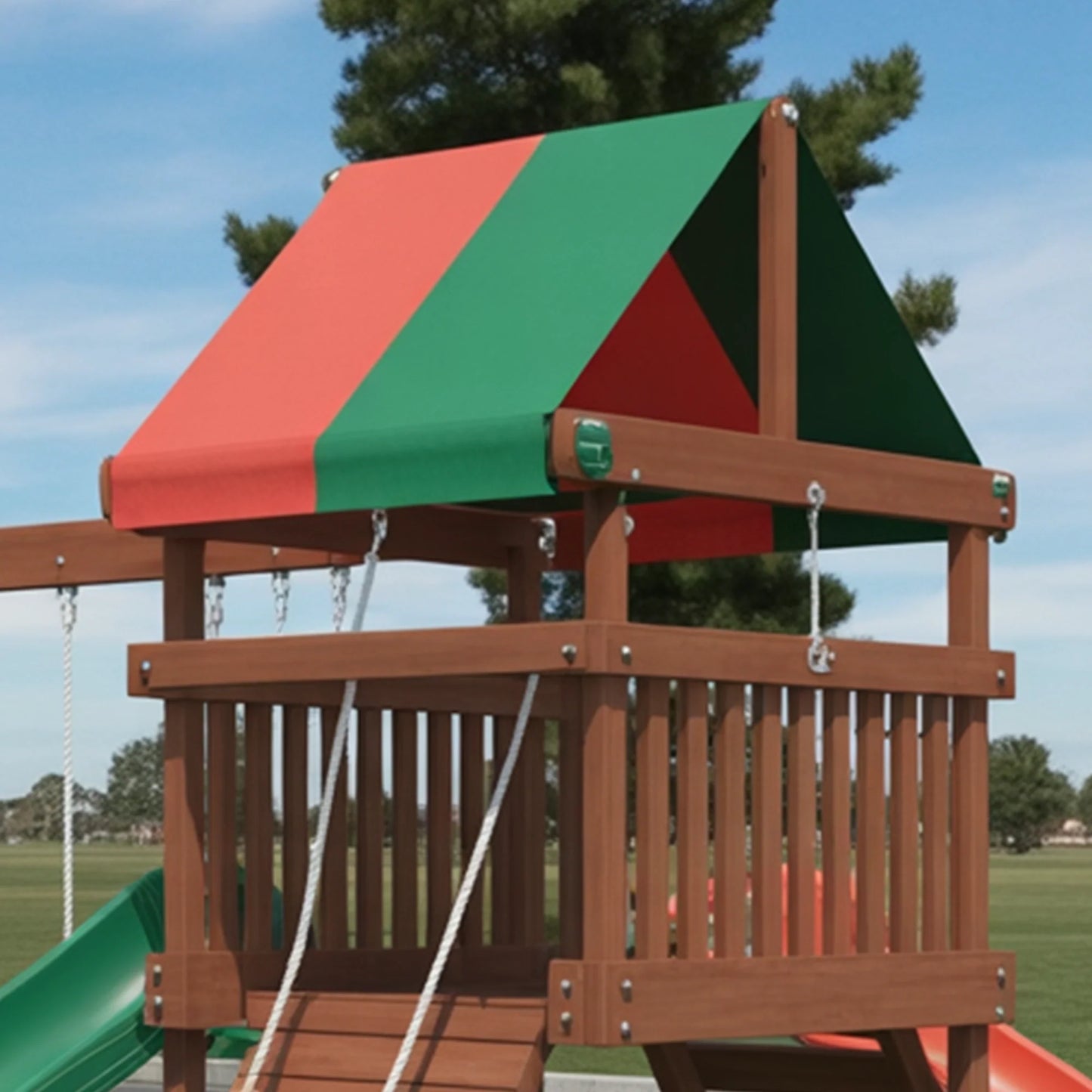 Premium Wooden Swingset with Dual Slides, Climbing Wall & Swing Set – 22ft x 12ft x 9ft Outdoor Playset