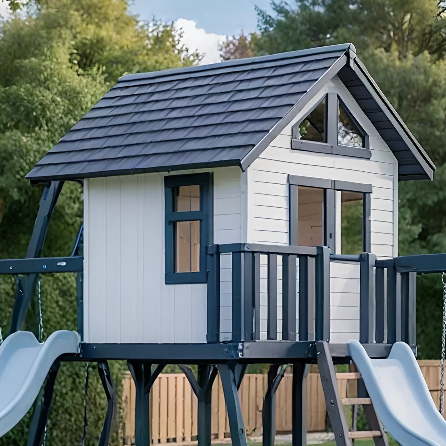 Large Wooden Outdoor Swing Set with Sandbox, Slide & Dual Swings – Backyard Fun