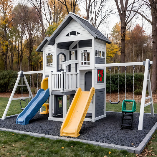 Large Outdoor Swing Set for Kids – Safe Backyard Playground with Slides & Playhouse
