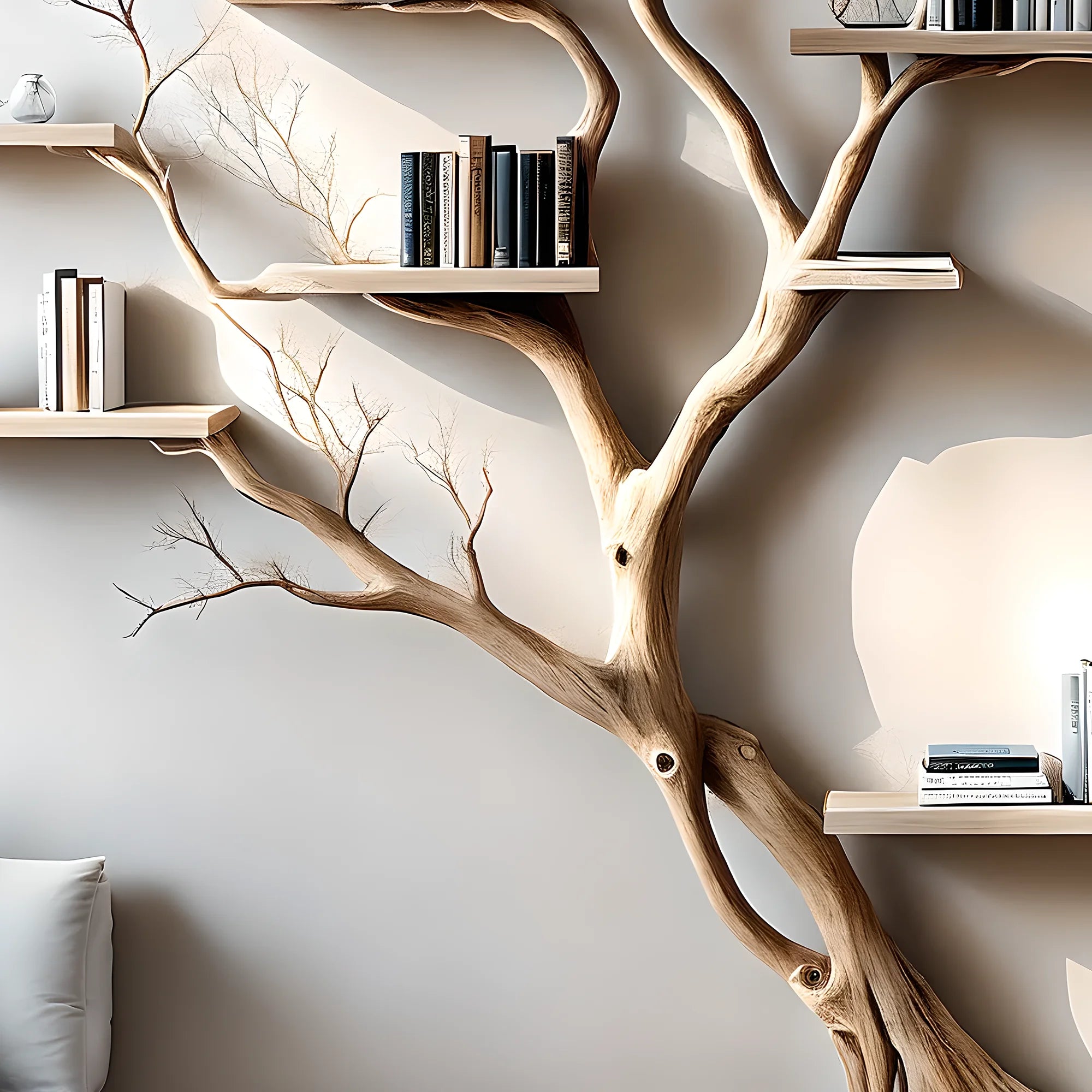 Tree-shaped wooden bookcases, children's bookcases, library bookcases 