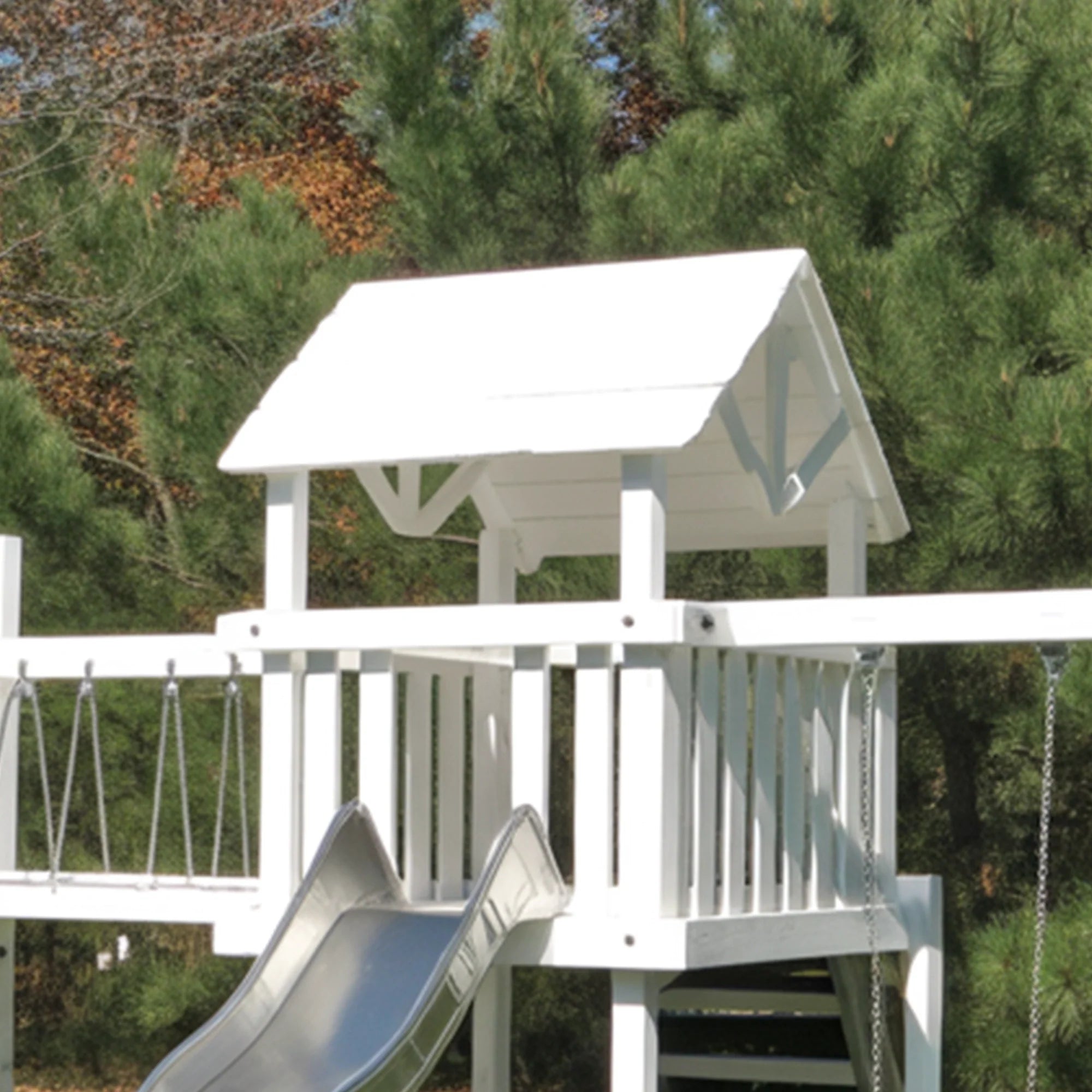 Backyard Wooden Playset with Double Swing, Climbing Stairs & Metal Slide – 22ft x 10ft x 9ft