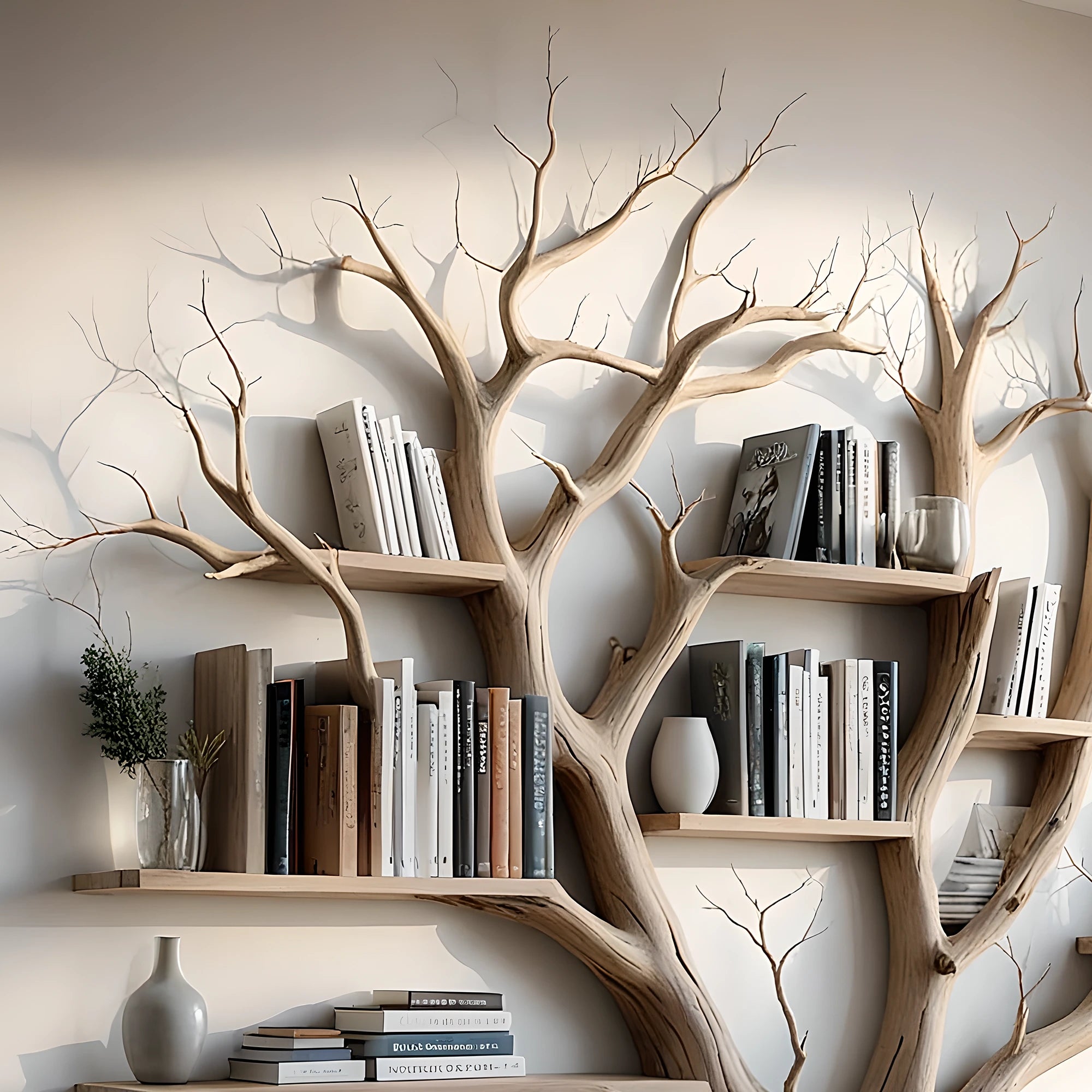 Tree branch shelves live edge wall mount floating bookshelf tree bookshelf corner shelf driftwood decor. 