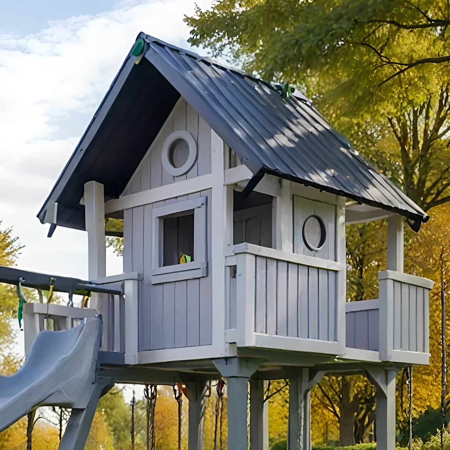 Multi-Activity Swing Set with Slides, Climbing Features & Playhouse for Kids