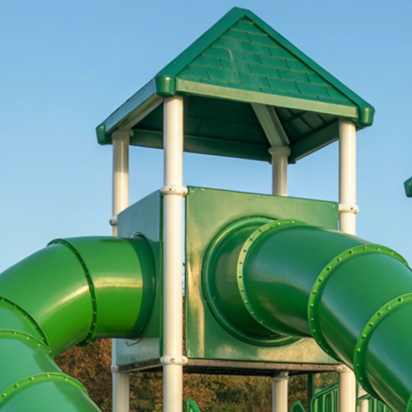 Twin Tower Wooden Playground with Dual Spiral Tube Slides | Outdoor Playhouse for Kids Backyard Adventure