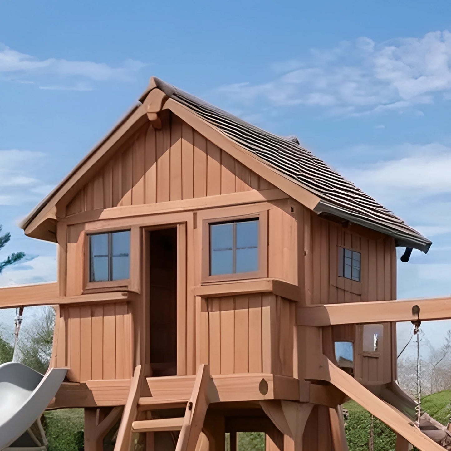 Wooden Swing Set with Toddler & Kids Swings, Slide & Bench – Backyard Outdoor Playset
