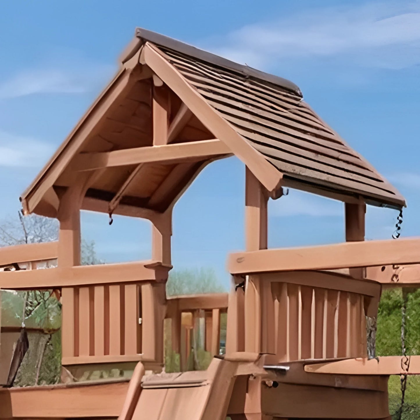 Kids Outdoor Wooden Playset with Swings, Slide & Bench – Durable Backyard Playground