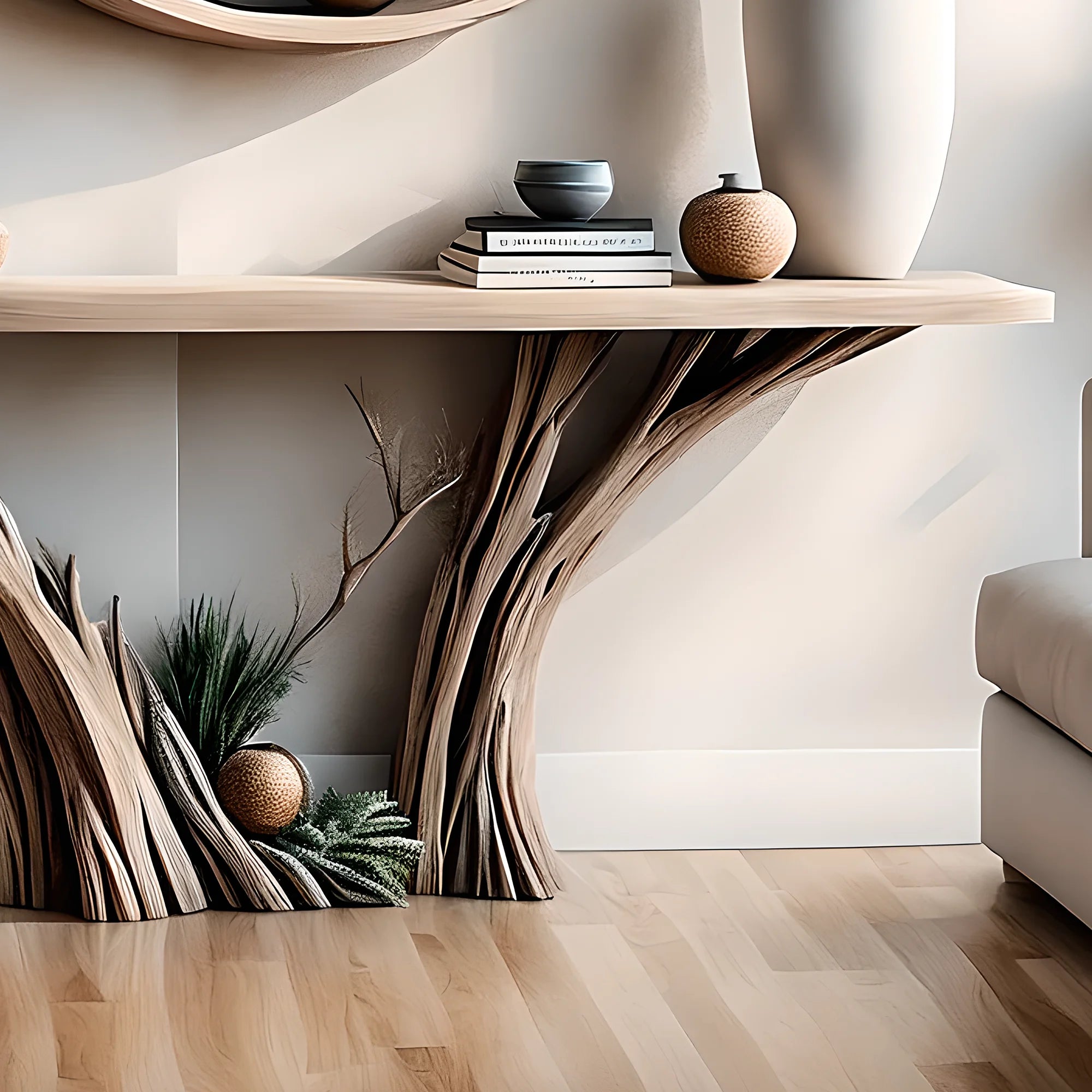 Tree-shaped reading table, solid wood reading table 