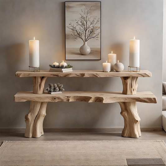Farmhouse style console table solid wood entryway table for rustic home decor