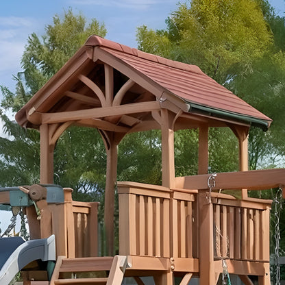 Outdoor Wooden Playhouse with Slide & Swings – Fun Backyard Playground for Kids
