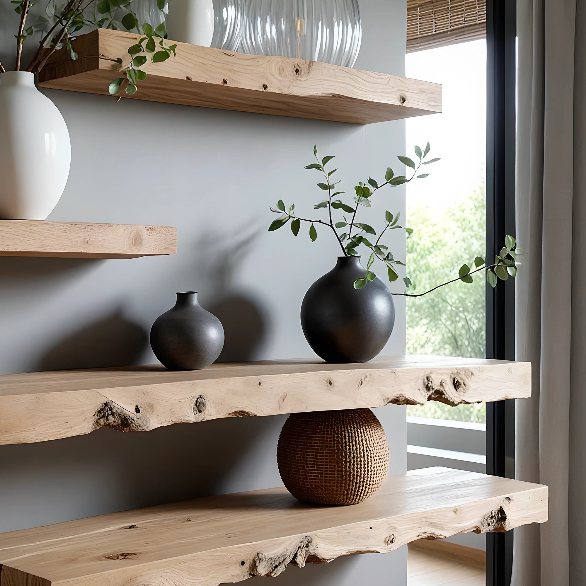 Rustic wooden shelves, home decoration shelves 