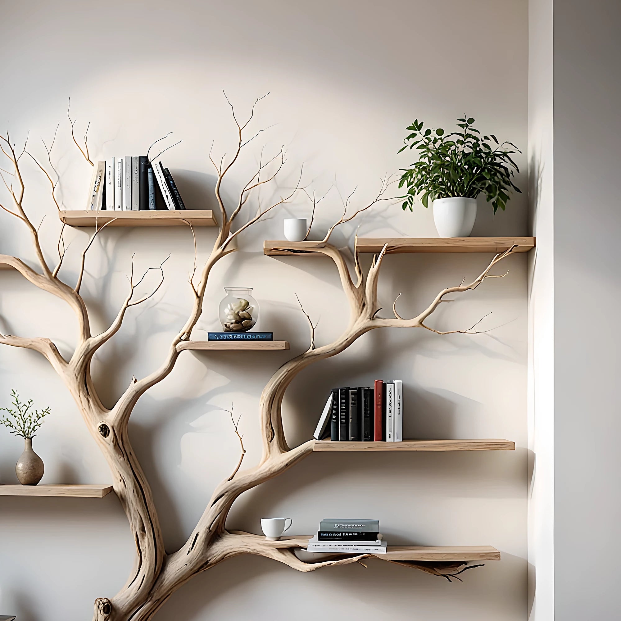 Product display shelves, balcony decoration shelves, tree branch shaped bookshelf 