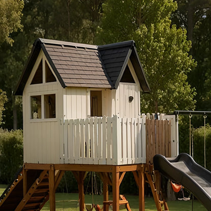Wooden Outdoor Playground with Swings, Sandbox & Slide – Kids Backyard Playhouse