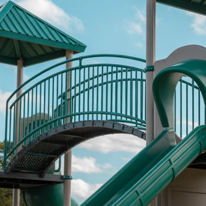 Epoxy Plastic Swingset with Double Towers, Bridge & Slides – Outdoor Playground for Kids