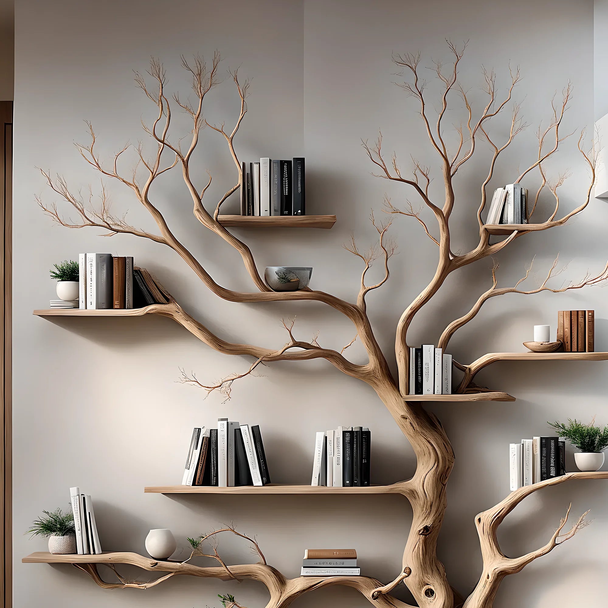 Bookshelf shaped like an old tree, bookshelf shaped like a solid wooden tree, children's bookshelf as a special gift 