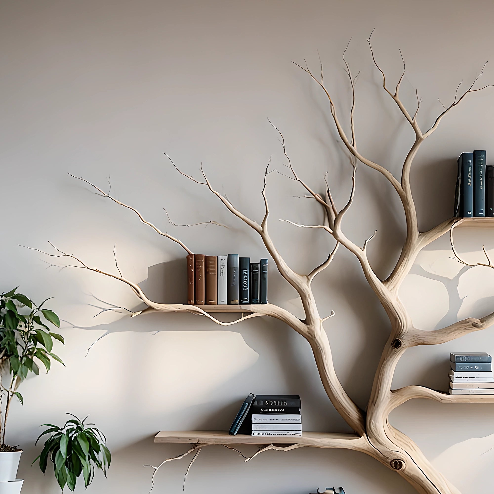 Decorative bookshelves for living room, driftwood bookshelves, solid wood bookshelves 