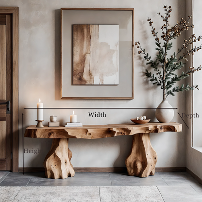 Solid wood console table modern rustic home decor accent for living room