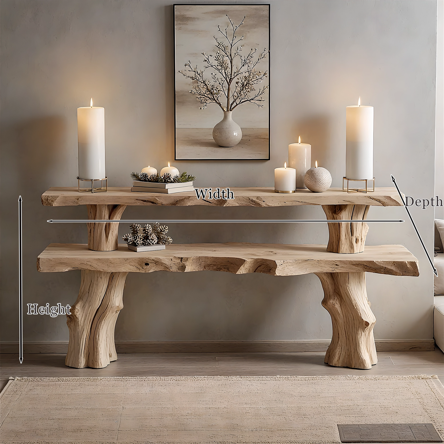 Farmhouse style console table solid wood entryway table for rustic home decor