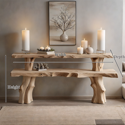 Farmhouse style console table solid wood entryway table for rustic home decor